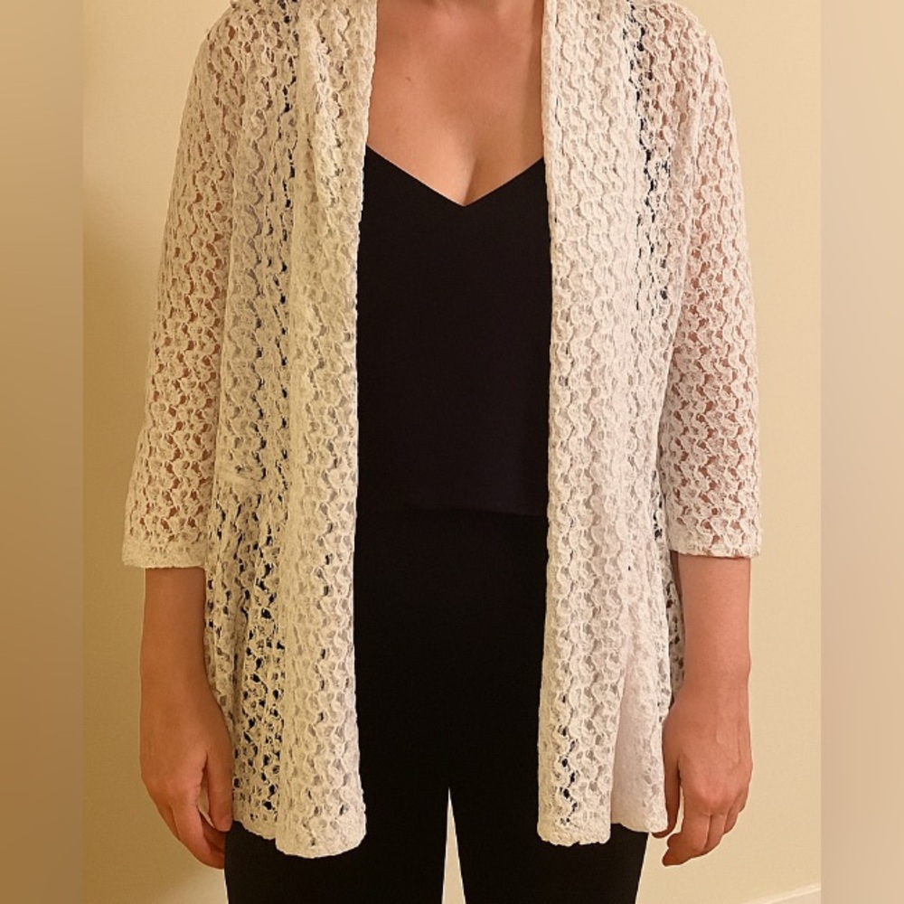 Coverup TanJay White Lace Cardigan